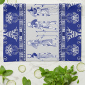 Egyptian Gods and Ornamental border - blue grey Geschirrtuch (Gefaltet)