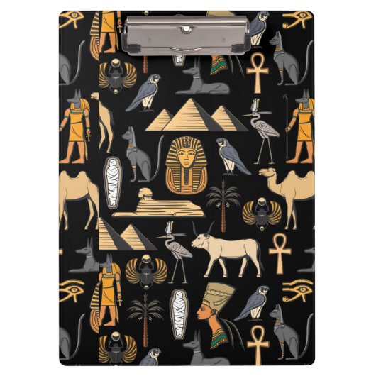 Egyptian Hieroglyphic Symbol Pattern Background Klemmbrett (Vorderseite)