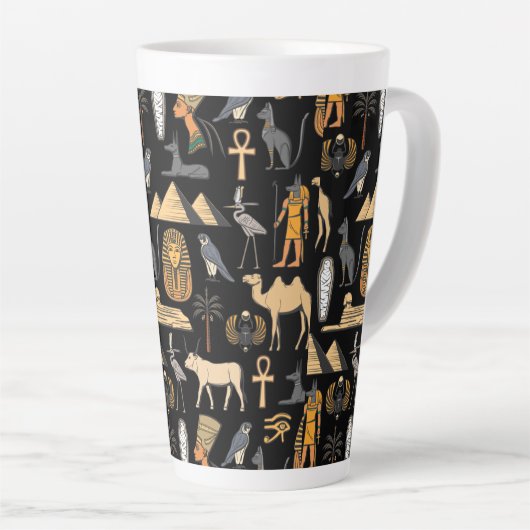 Egyptian Hieroglyphic Symbol Pattern Background Milchtasse (Rechte Ecke)