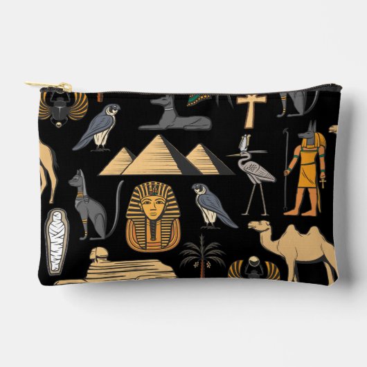 Egyptian Hieroglyphic Symbol Pattern Background Zubehörtasche (Vorderseite)