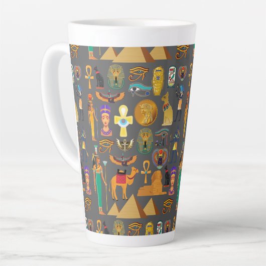 Egyptian Hieroglyphic Symbol Pattern pharaoh Milchtasse (Linke Ecke)