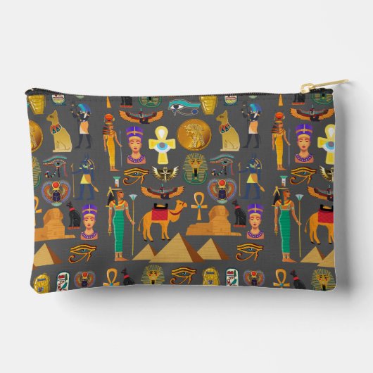 Egyptian Hieroglyphic Symbol Pattern pharaoh Zubehörtasche (Rückseite)