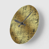 Egyptian Hieroglyphics Gold Black Runde Wanduhr (Winkel)