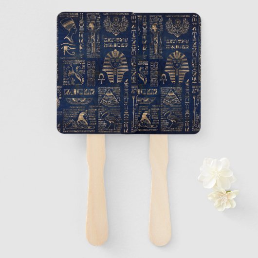 Egyptian hieroglyphs and deities-gold on marble fächer (Vorne und Hinten)