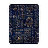 Egyptian hieroglyphs and deities-gold on marble magnet (Vertikal)