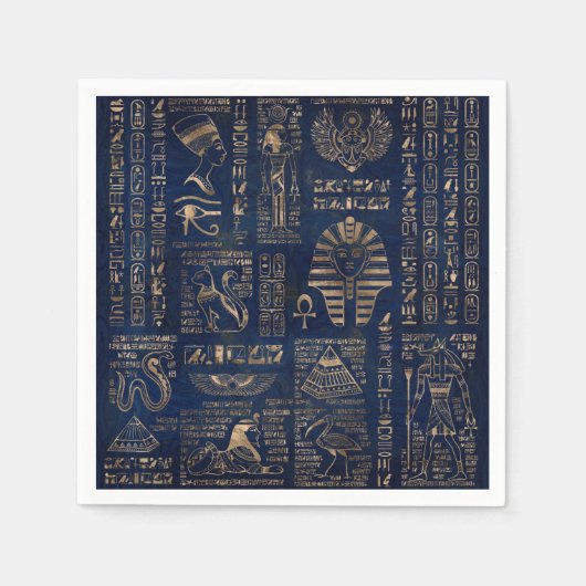 Egyptian hieroglyphs and deities-gold on marble serviette (Vorderseite)