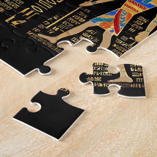 Egyptian hieroglyphs and deities on black puzzle (Seite)