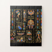 Egyptian hieroglyphs and deities on black puzzle (Vertikal)