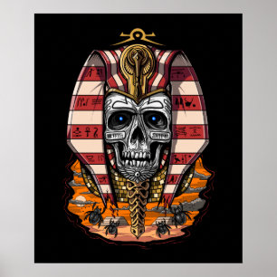Egyptian King Pharaoh Skull Ancient Mythology Poster