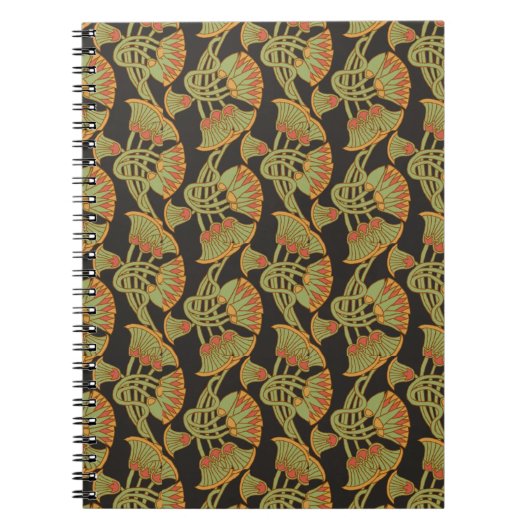 Egyptian Lotus and Papyrus, Black Spiral Notebook Notizblock (Vorderseite)