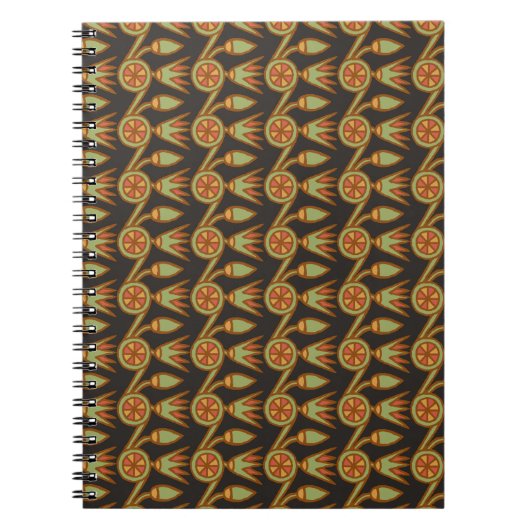 Egyptian Lotus Blume auf Black Spiral Notebook Notizblock (Vorderseite)