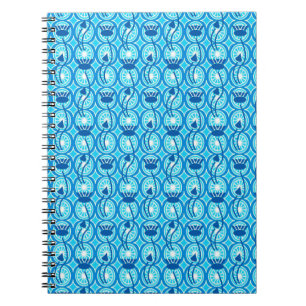 Egyptian Lotus pattern, cobalt and turquoise Notizblock
