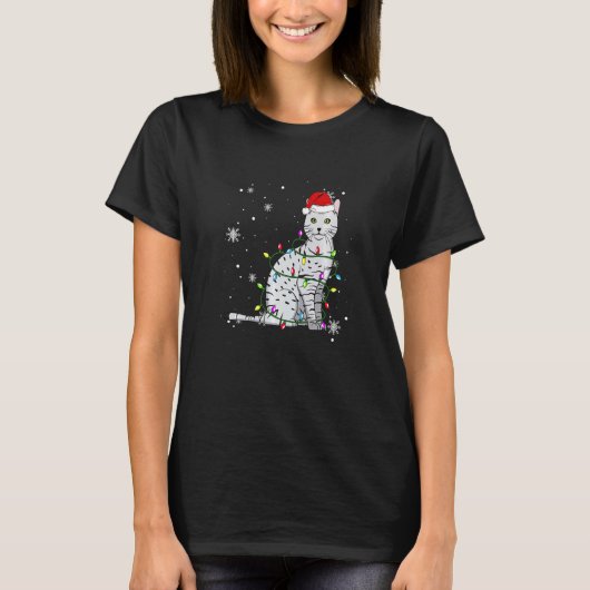 Egyptian Mau Cat Christmas Lights Christmas Cat Sa T-Shirt (Vorderseite)