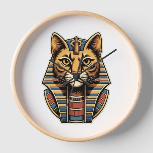 Egyptian Pharaoh Cat Wall Clock Uhr (Vorderseite)
