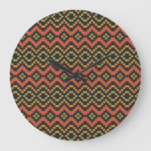 Egyptian Red and Black Tribal Round Wall Clock Große Wanduhr