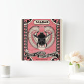 Egyptian Scarab Beetle Matchbox Art Clock Quadratische Wanduhr (Zuhause)