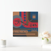 Egyptian Symbols Art Deco Composition #5 Quadratische Wanduhr (Zuhause)