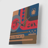 Egyptian Symbols Art Deco Composition #5 Quadratische Wanduhr (Winkel)