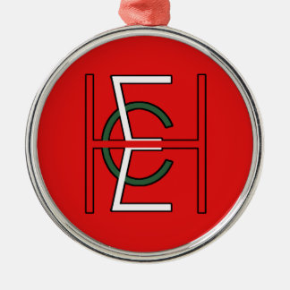 EHC Logo-aufrecht Rot Silbernes Ornament