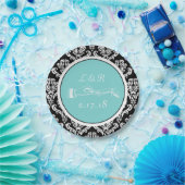 Ehe Black Damask Aqua Papierplatte Pappteller (Party)