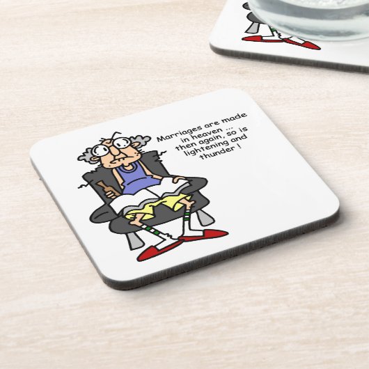 Ehe, Blitz, Donner-Spaß Getränkeuntersetzer (Linke Seite)