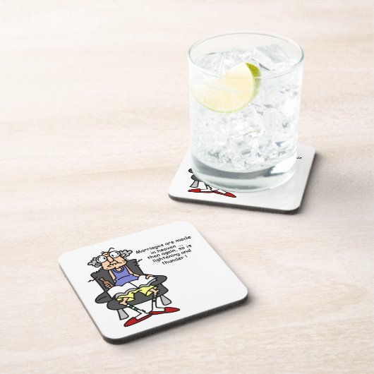 Ehe, Blitz, Donner-Spaß Getränkeuntersetzer (Rechte Seite)