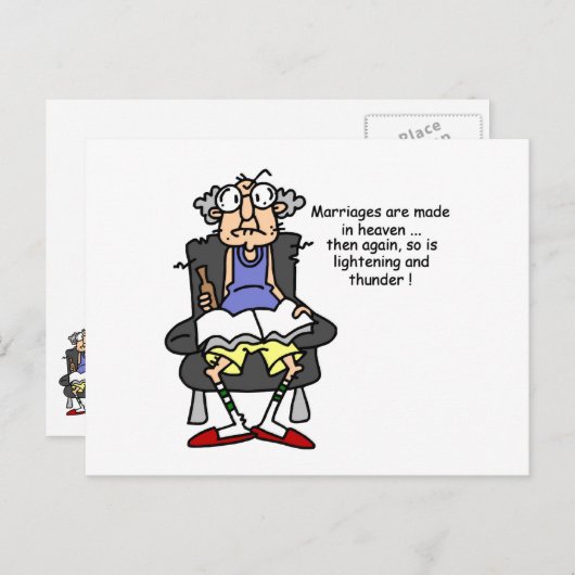 Ehe, Blitz, Donner-Spaß Postkarte (Vorne/Hinten)