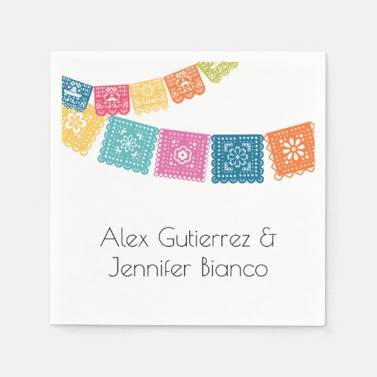 Ehe - Boda - Hochzeit Papel Picado Napkins Serviette (Vorderseite)