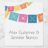 Ehe - Boda - Hochzeit Papel Picado Weinetikett (Einzelnes Label)