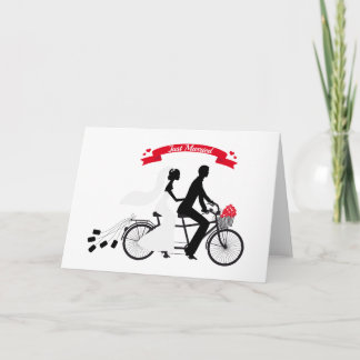 Ehe Braut und Bräutigam auf Tandemfahrrad Ankündigung