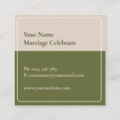 Ehe Celebrant Art Nouveau Style Quadratische Visitenkarte (Rückseite)