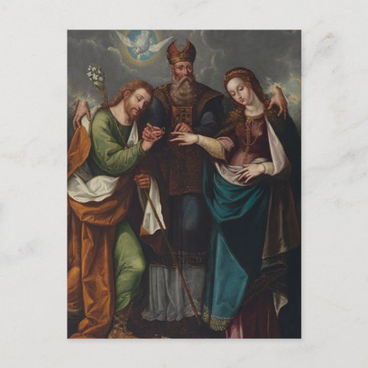 Ehe der Jungfrau Religiöse Christliche Hochzeit Postkarte (Vorderseite)