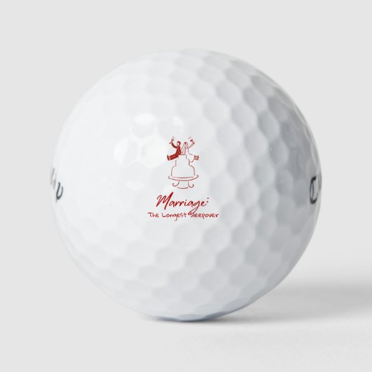 Ehe: Die längste Pyjamaparty | Rot handgezeichnet Golfball (Vorderseite)