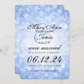 Ehe / Elopation Blaues Winterwunderland Einladung (Vorne/Hinten)