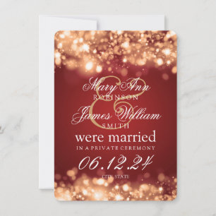 Ehe Elopement funkelnde Lichter Gold Ankündigung