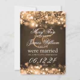 Ehe Elopement funkelnde Lichter Gold Ankündigung