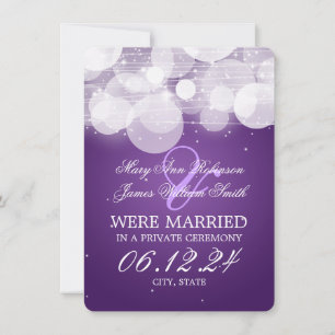 Ehe Elopement Glühen und Sparkeln Lila Ankündigung