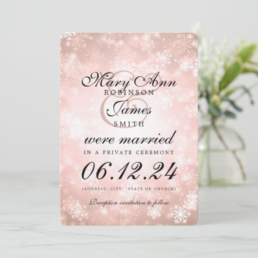 Ehe/Eloption Kupfer Winter Wonderland Einladung (Stehend Vorderseite)