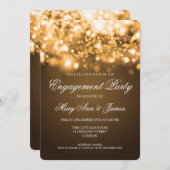 Ehe-Engagement Party-Funkellicht Gold Einladung (Vorne/Hinten)