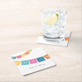 Ehe - Gastgeschenk Hochzeit Wedelpapel Picado Rechteckiger Pappuntersetzer