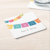 Ehe - Gastgeschenk Hochzeit Wedelpapel Picado Rechteckiger Pappuntersetzer (angewinkelt)