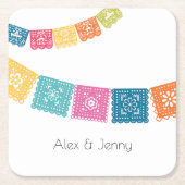 Ehe - Gastgeschenk Hochzeit Wedelpapel Picado Rechteckiger Pappuntersetzer (Vorderseite)