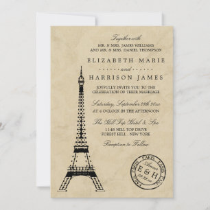Ehe im Stil der alten Eiffelturm Paris Poststempel Einladung