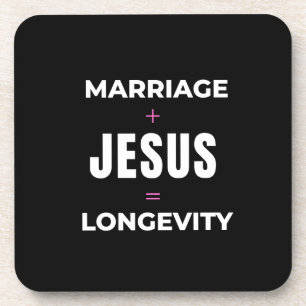 Ehe + Jesus = Langlebigkeit Getränkeuntersetzer