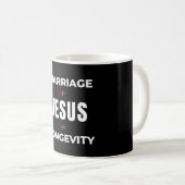 Ehe + Jesus = Langlebigkeit Kaffeetasse (VorderseiteRechts)