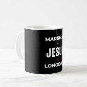 Ehe + Jesus = Langlebigkeit Kaffeetasse (Vorderseite Links)