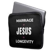 Ehe + Jesus = Langlebigkeit Laptopschutzhülle (Vorderseite Links)