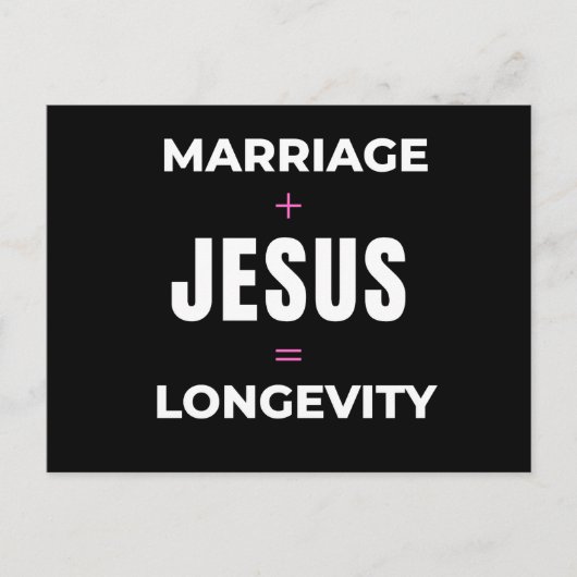 Ehe + Jesus = Langlebigkeit Postkarte (Vorderseite)