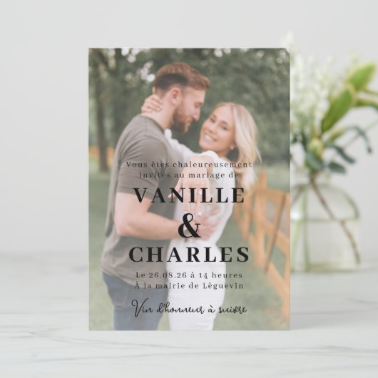 Ehe mit Foto Einladung (Stehend Vorderseite)