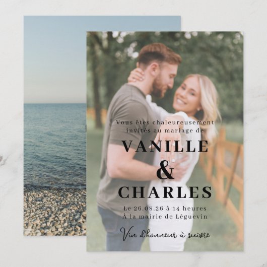 Ehe mit Foto Einladung (Vorne/Hinten)